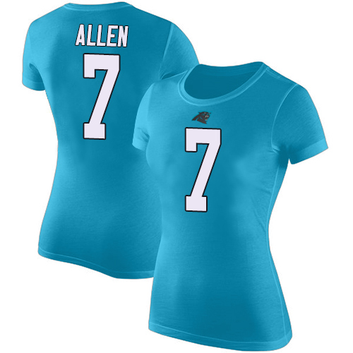 Carolina Panthers Blue Women Kyle Allen Rush Pride Name and Number NFL Football #7 T Shirt